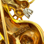 Hammerman Brothers 18K Yellow Gold Diamond and Ruby Bunny Brooch