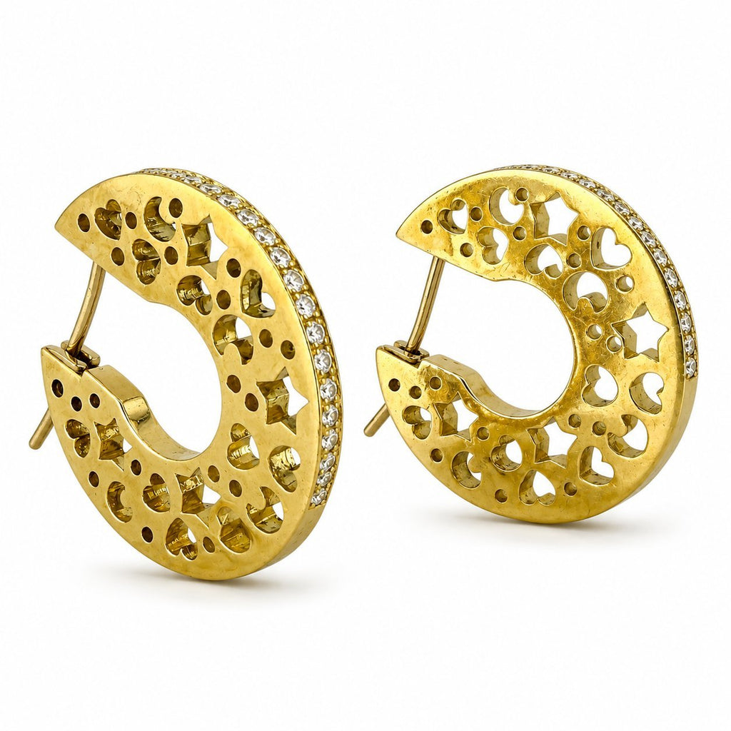 18K Yellow Gold 0.40ct Diamond Moon Design Earrings