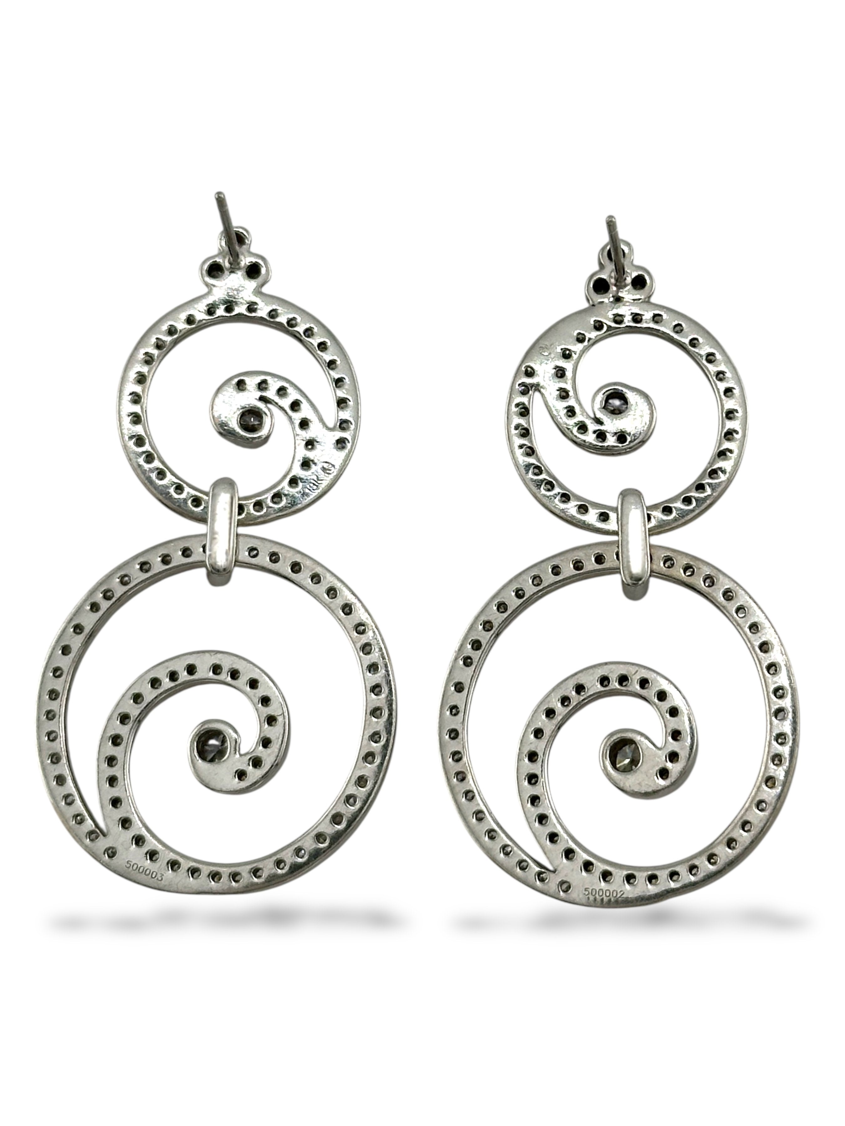 18K White Gold Circular 3.48ct Diamond Earrings