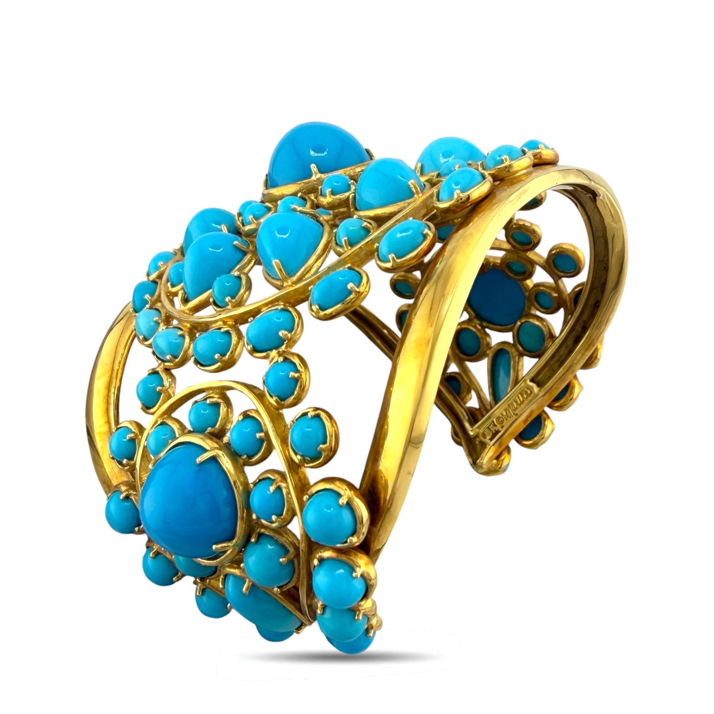 18K Yellow Gold Vintage Turquoise Bracelet