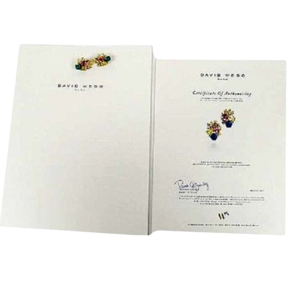 David Webb 18K Yellow Gold Emerald and Tourmaline Earrings 13.18ct