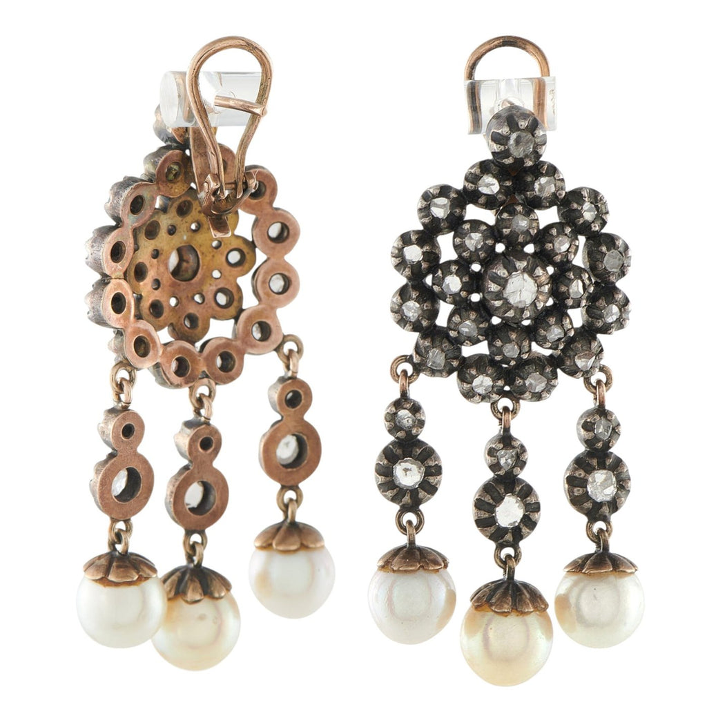Antique Victorian Rose Gold and 3ct Diamond Earrings