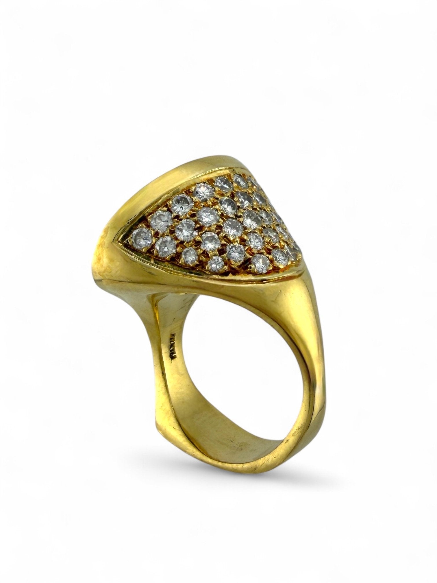 18K Yellow Gold Two-Sided and 2ct Diamond Ring