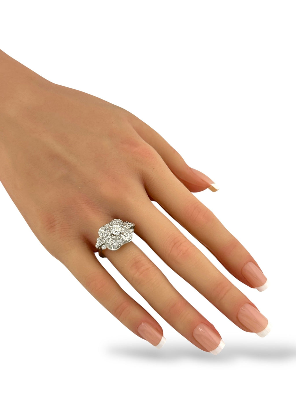 Art Deco Platinum Ring with 1.29ct of Diamonds Including a 0.6ct Center Stone