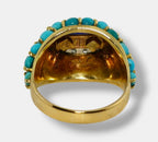 18K Gold Turquoise Diamond and Sapphire Ring