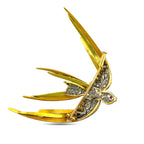 18K yellow and rose gold bird-in-flight brooch with diamonds and ruby