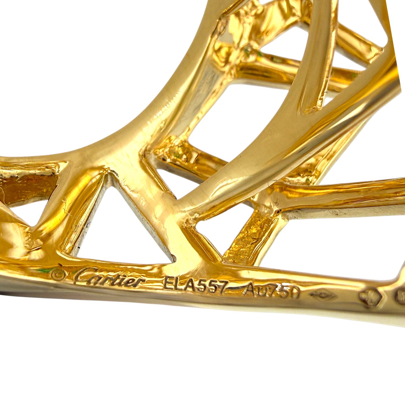 Cartier 18K yellow gold ring band with openwork design and engraved markings