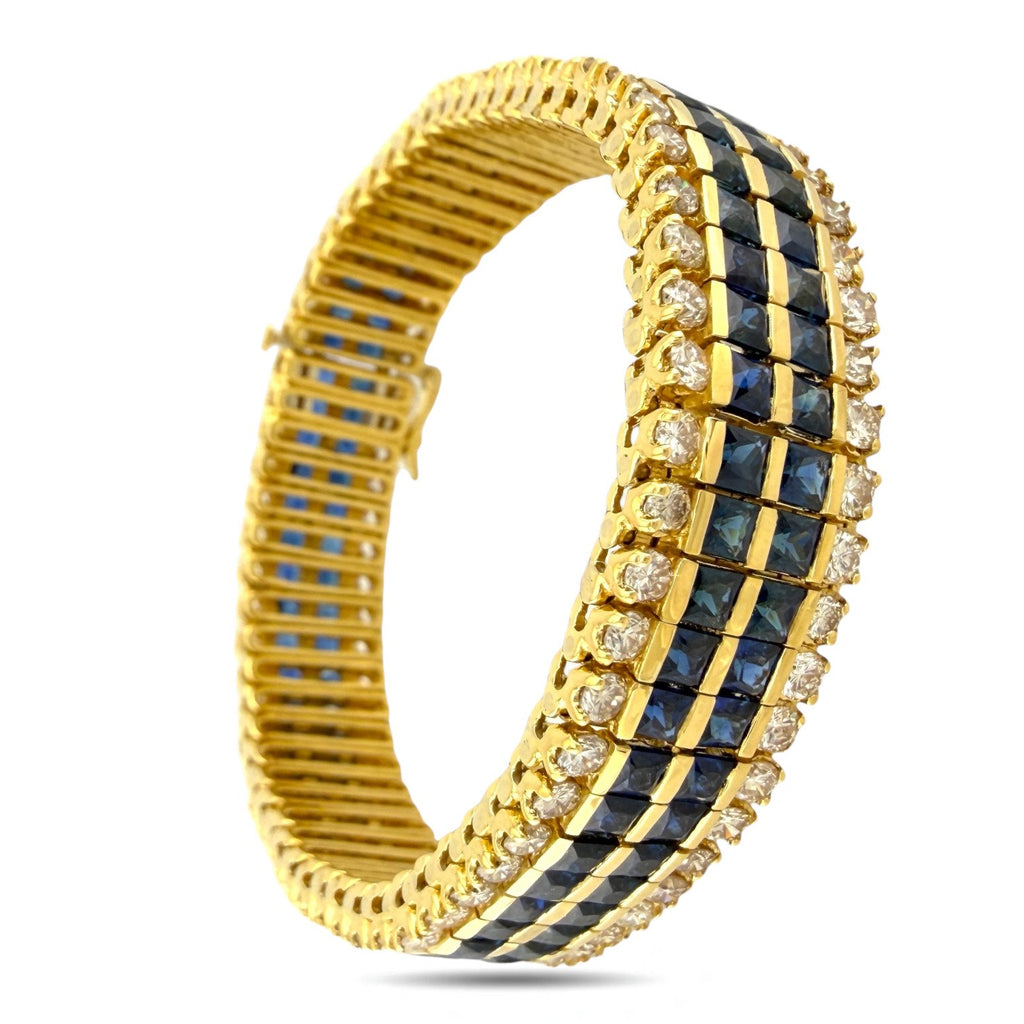 18K Yellow Gold 13.2ct Sapphire and 7.2ct Diamond Bracelet