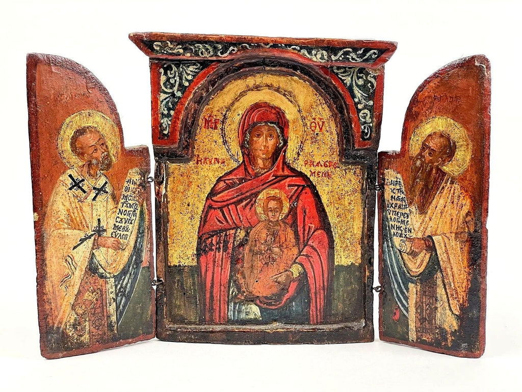 17th Century  Century Antique Greek Triptych Icon