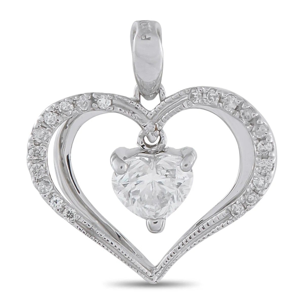 Platinum and 0.59ct Diamond Heart Pendant