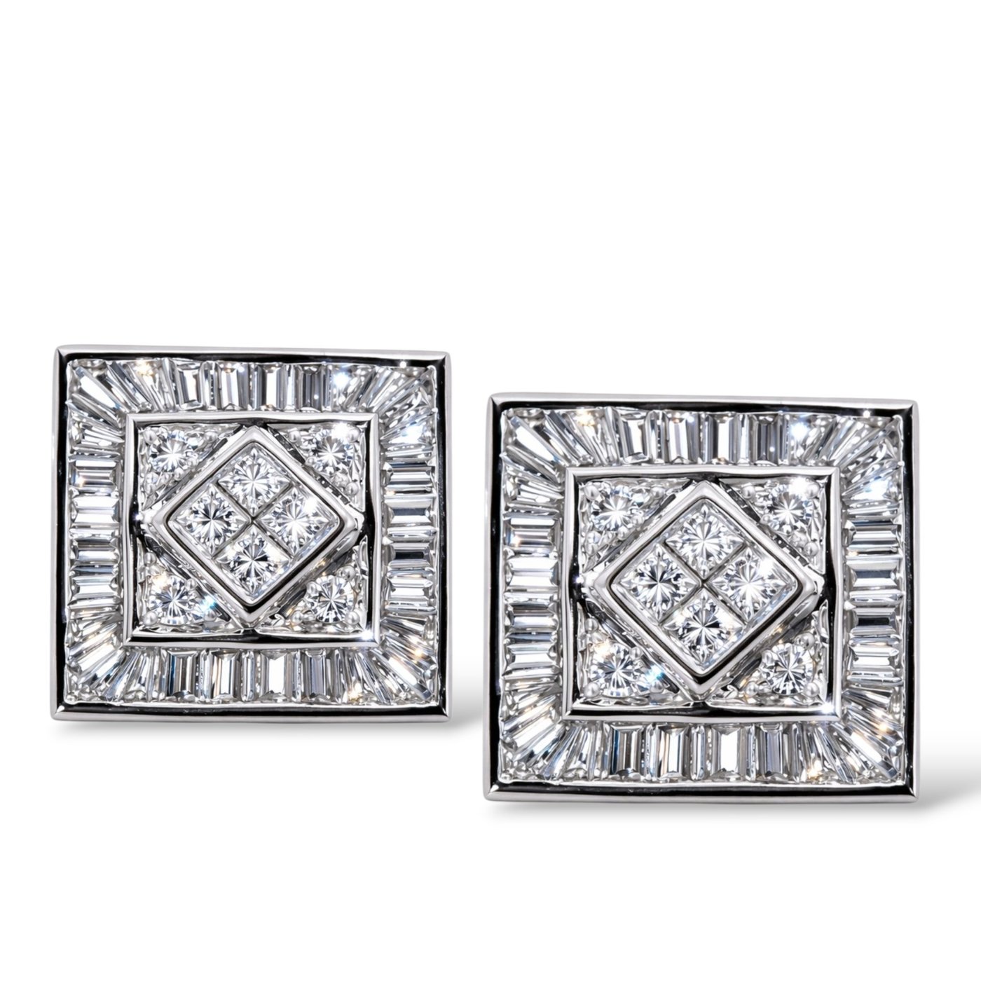 14K White Gold Diamond Earrings