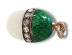 K. Faberge Imperial Russian 56k Gold Diamond and Green Enamel Egg Pendant