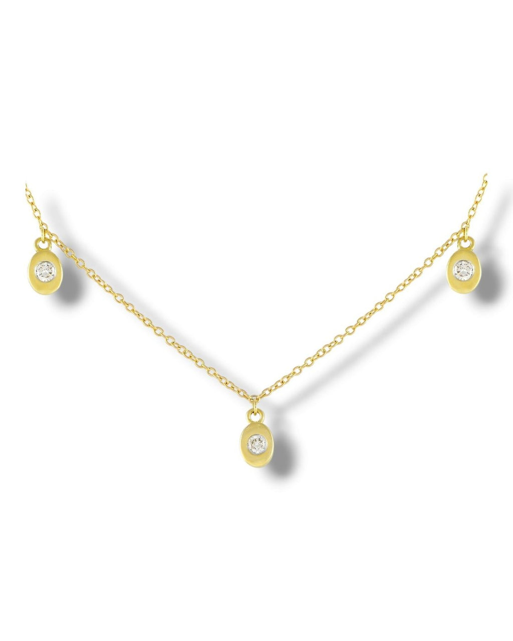 14K Yellow Gold 0.06ct Diamond Station Necklace
