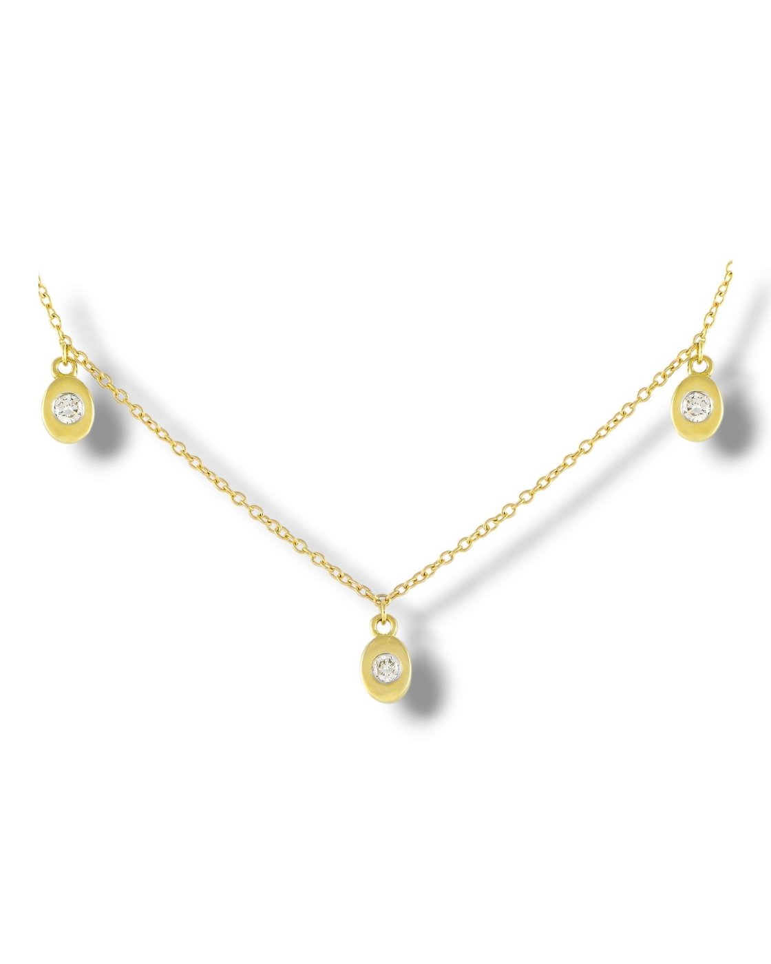 14K Yellow Gold 0.06ct Diamond Station Necklace