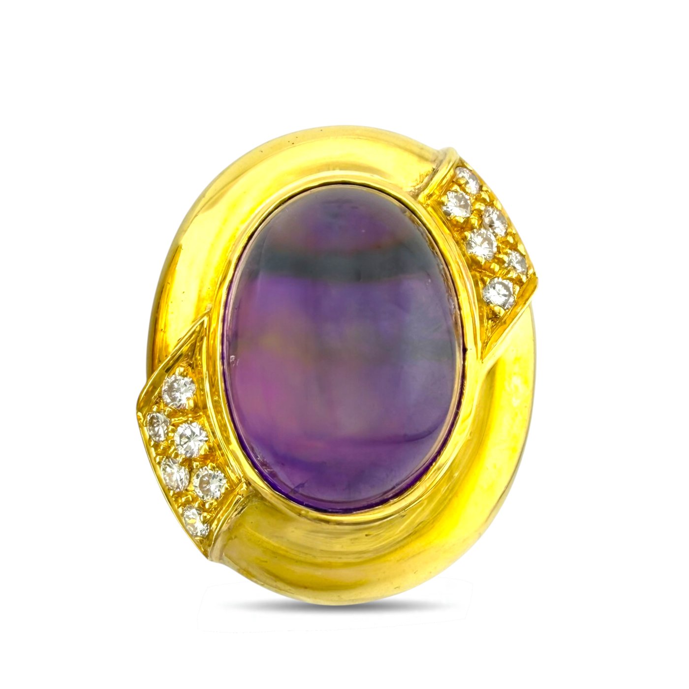 18K Yellow Gold 18.00ct Amethyst and 0.60ct Diamond Earrings