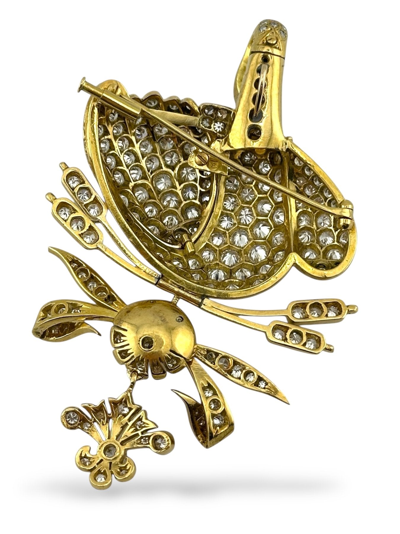 18K Yellow Gold 8.0ct. Diamond-Swan Brooch