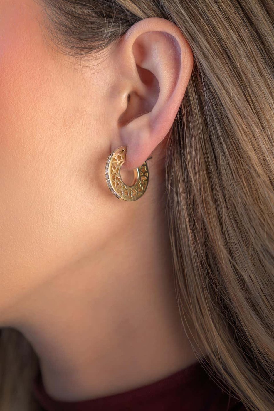 18K Yellow Gold 0.40ct Diamond Moon Design Earrings