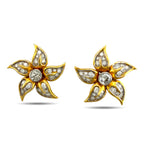 18K Yellow Gold 2.2ct Diamond Star Screw-On Earrings