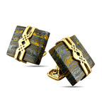 14K Yellow Gold Fossil Stone Cufflinks
