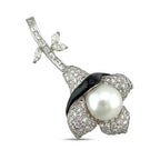 18K White Gold and 5.61ct Diamond Flower Brooch