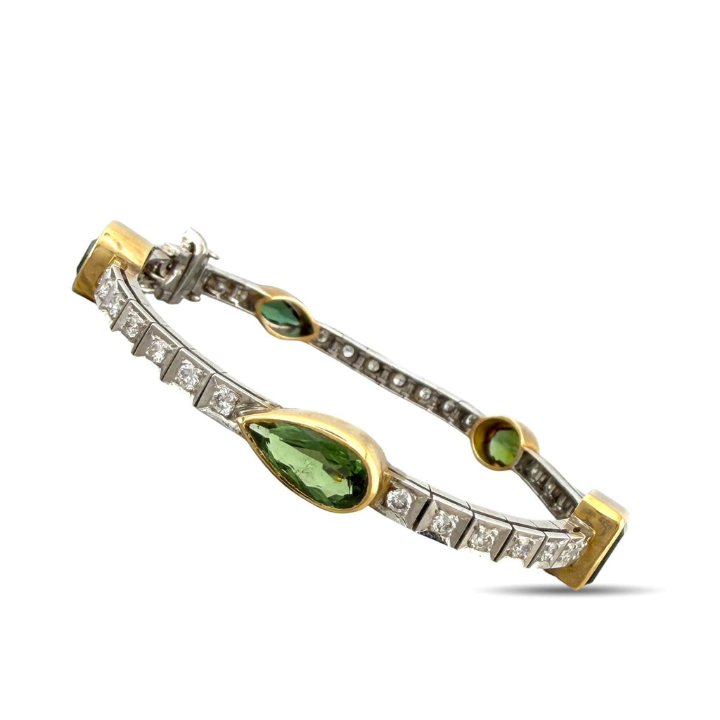 14K White Gold Peridot 1.80ct Diamond Bracelet