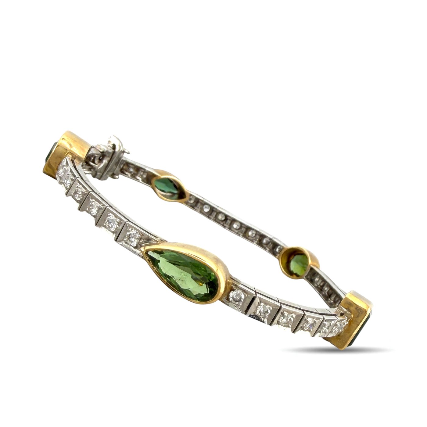 14K White Gold Peridot 1.80ct Diamond Bracelet