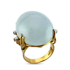 GIA Certified 14K Yellow Gold 16.0ct Jadeite Jade and Diamond Ring