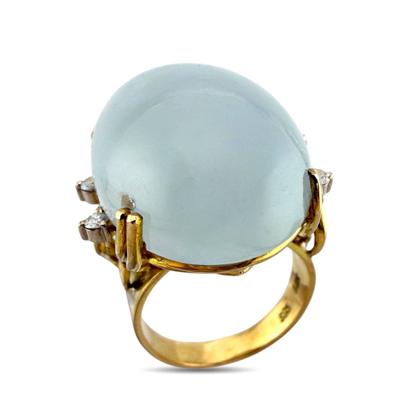 GIA Certified 14K Yellow Gold 16.0ct Jadeite Jade and Diamond Ring