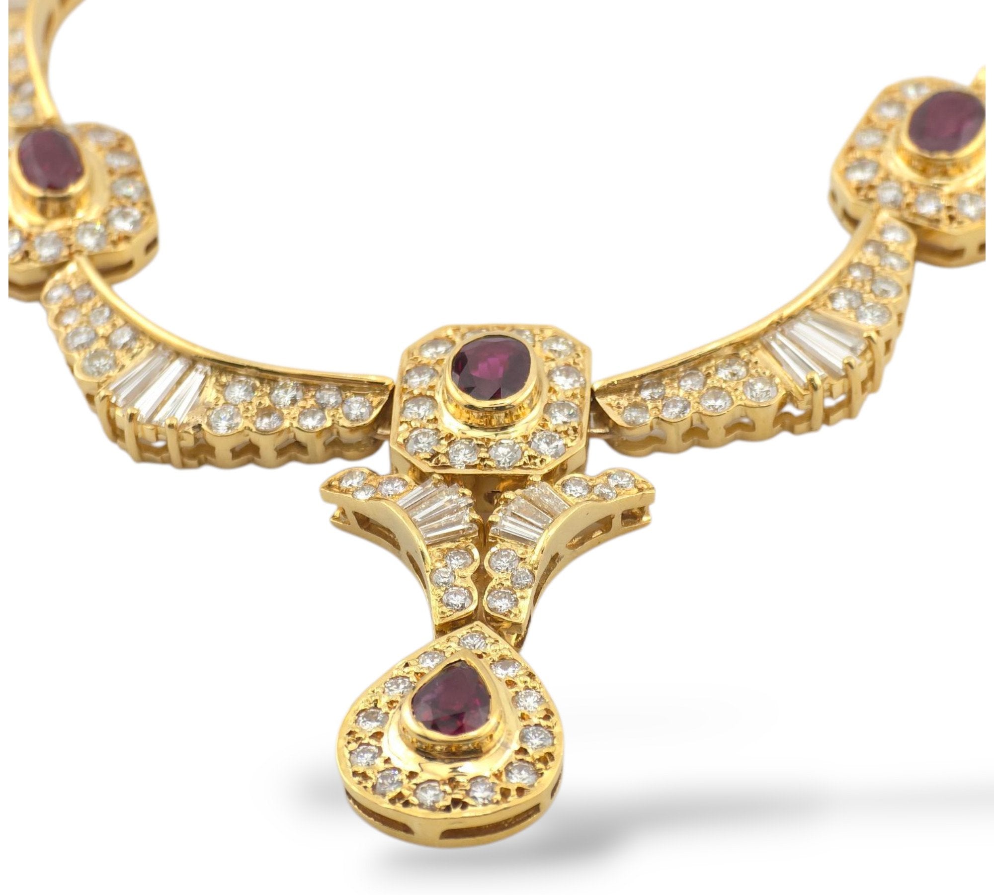 18K Gold Necklace Decorated with 11.6ct Diamonds and 7.5ct Rubies