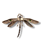 Imperial Russian 56K Gold and Diamond Dragonfly Art Nouveau Brooch 2.7ct