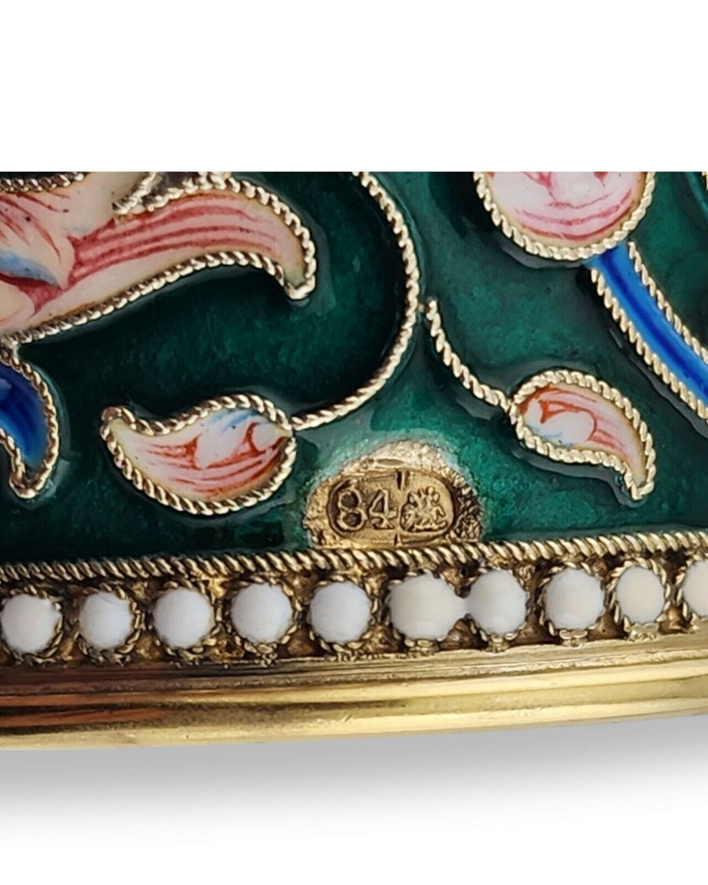 Imperial Russian  Antique 84 Silver & Enamel Napkin Ring O. Kurlikov