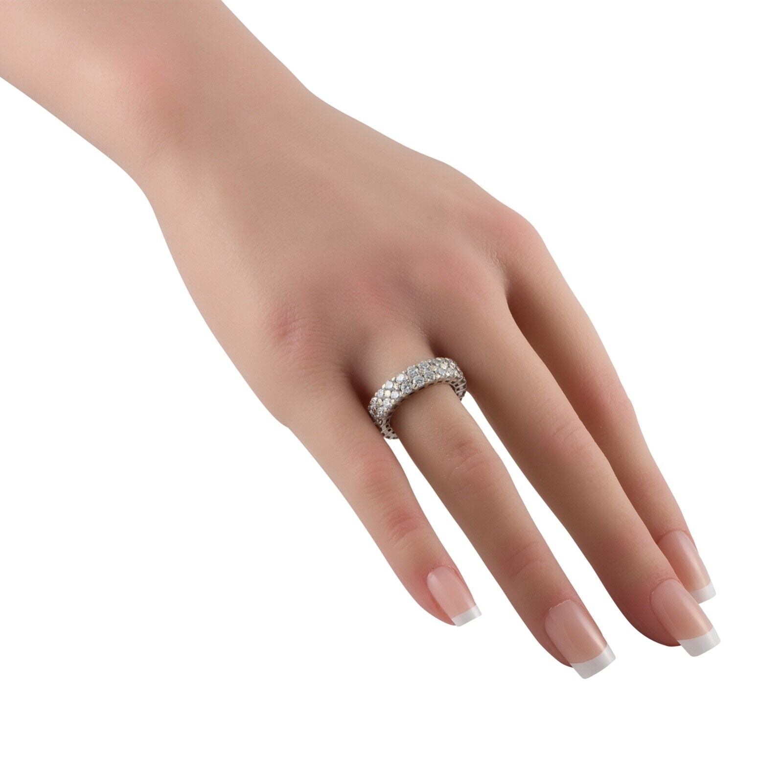 Beautiful 18K White Gold 2.75ct Diamond Double Row Eternity Ring