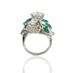 Stunning 18K Gold Ring with  Marquise Diamonds ,Emerald and 4.09ct. Diamonds