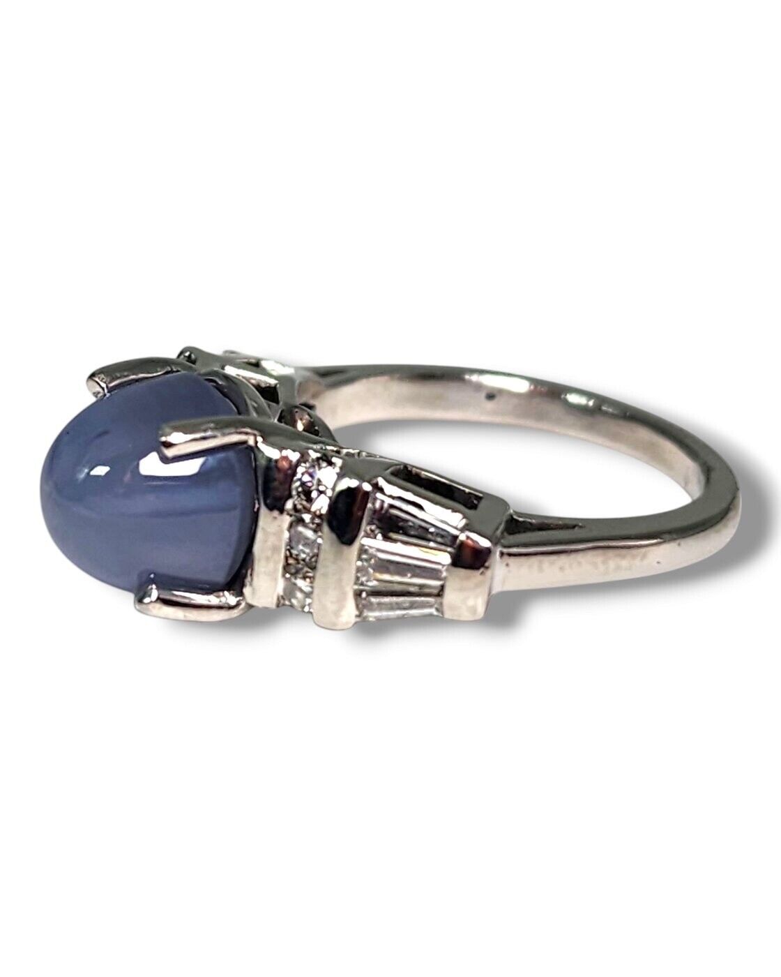 Amazing Star Sapphire And Diamond 0.15ct. tw. Platinum Ring