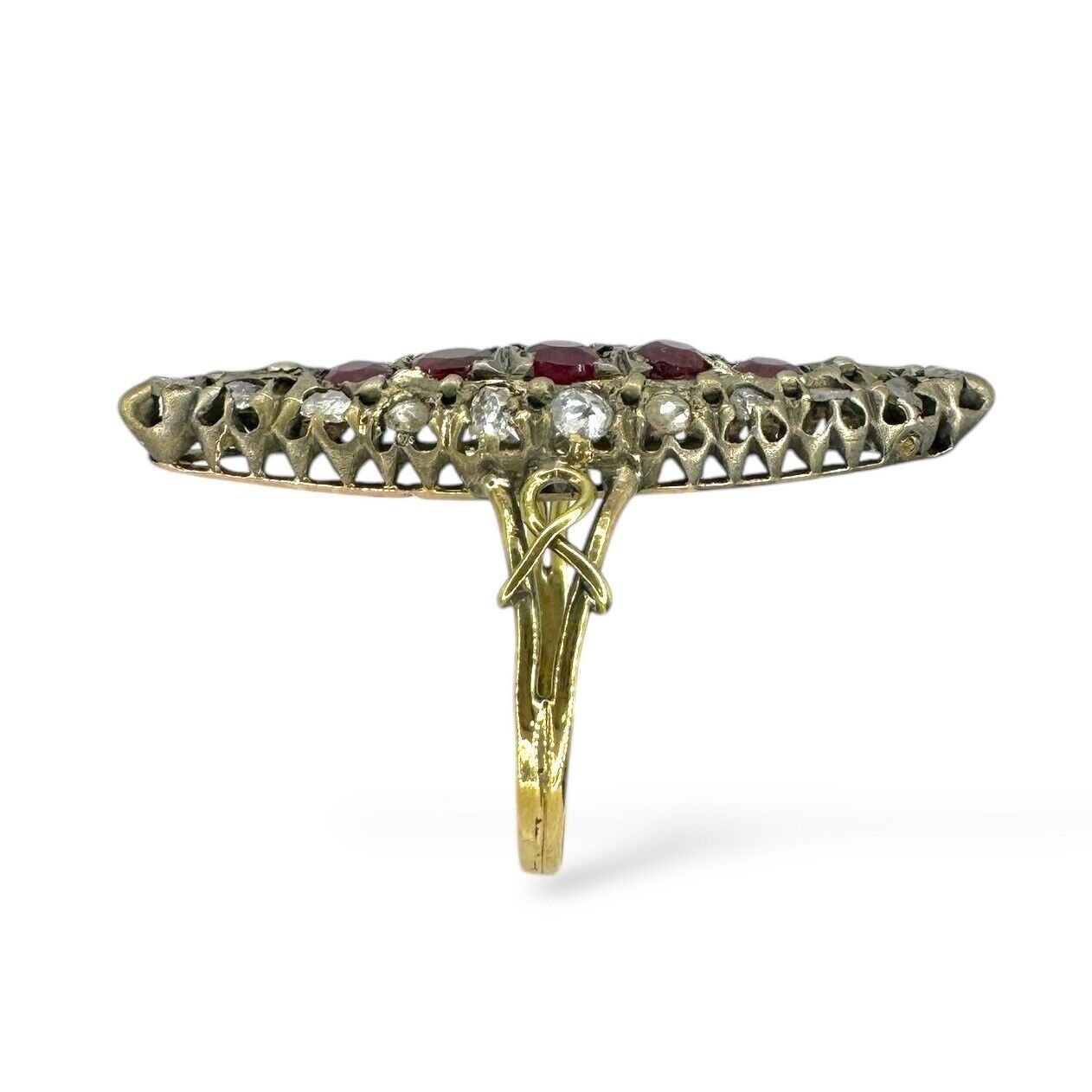 Antique 14K Gold Diamond and Rubies Women's Ring Diamond (Natural)