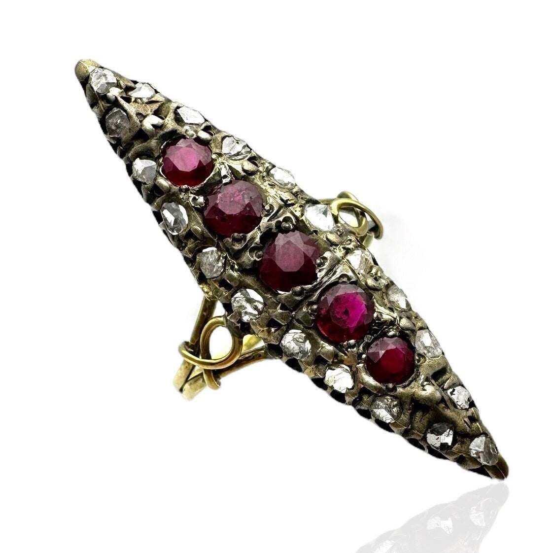 Antique 14K Gold Diamond and Rubies Women's Ring Diamond (Natural)
