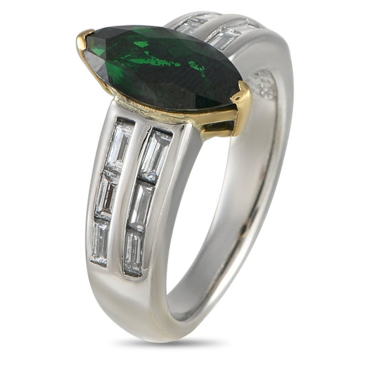 Amazing Platinum and 18K Yellow Gold 0.70ct Diamond and Tsavorite Ring