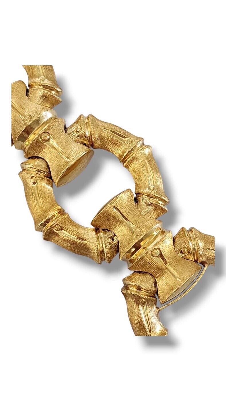 18k Bamboo Motif Toggle Bracelet w/Reversible Florentine & Polish Finishes