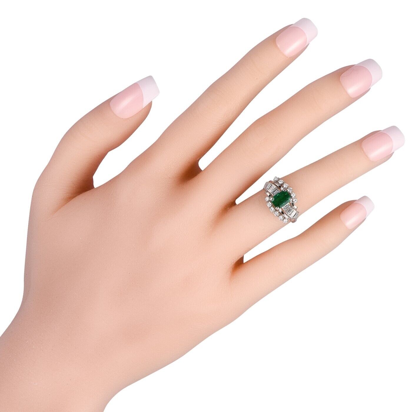 Mikimoto - Beautiful Platinum 0.65ct Diamond and Emerald Ring