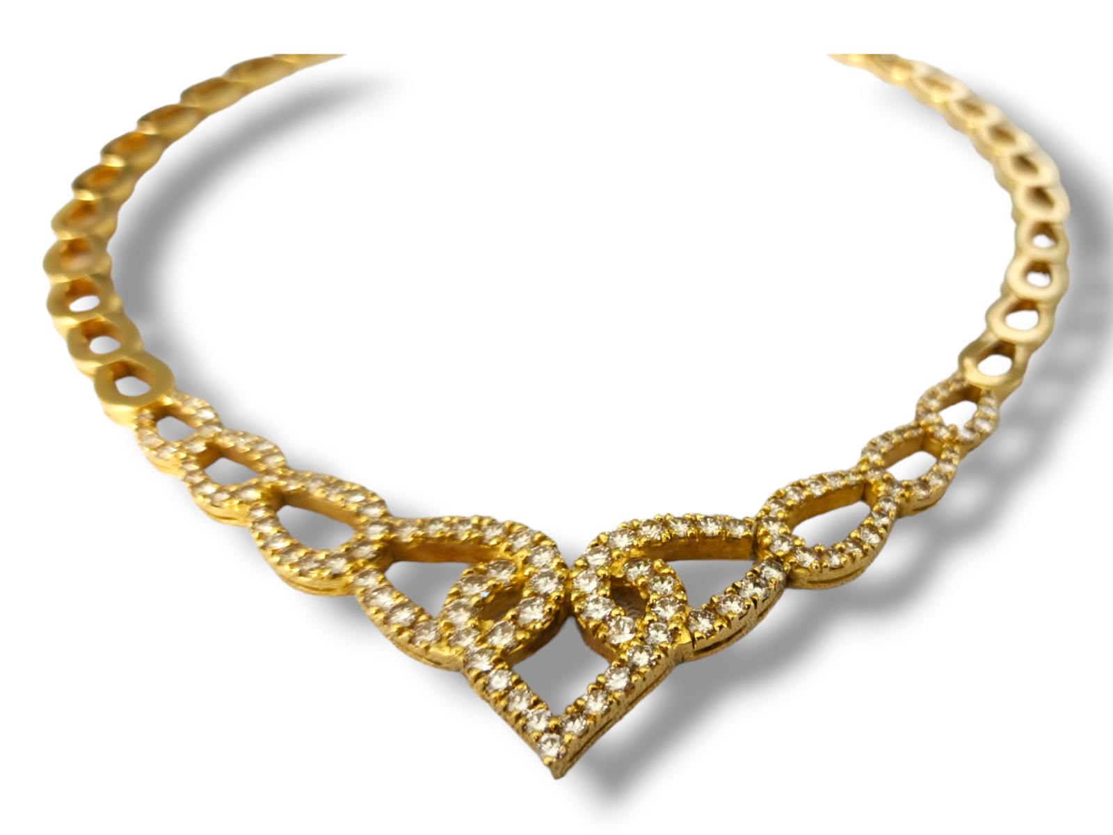 Amazing 18k Gold & 7.16 carats Diamond Necklace 72 Grams