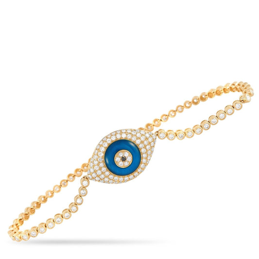 Beautiful 18K Yellow Gold 1.92ct Diamond Evil Eye Bracelet