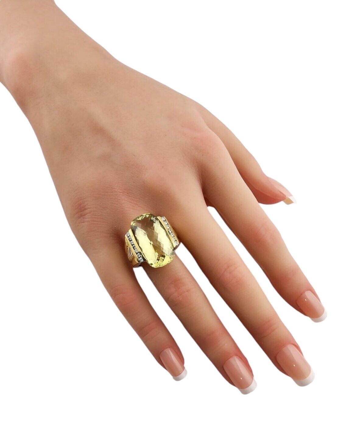 Amazing 18K Yellow Gold Large Citrine and Diamond Ring - 40CT