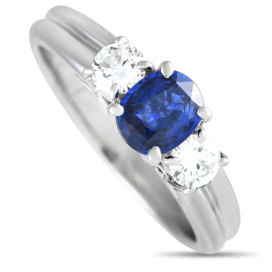 Amazing Platinum 0.34ct Diamond and Sapphire Ring