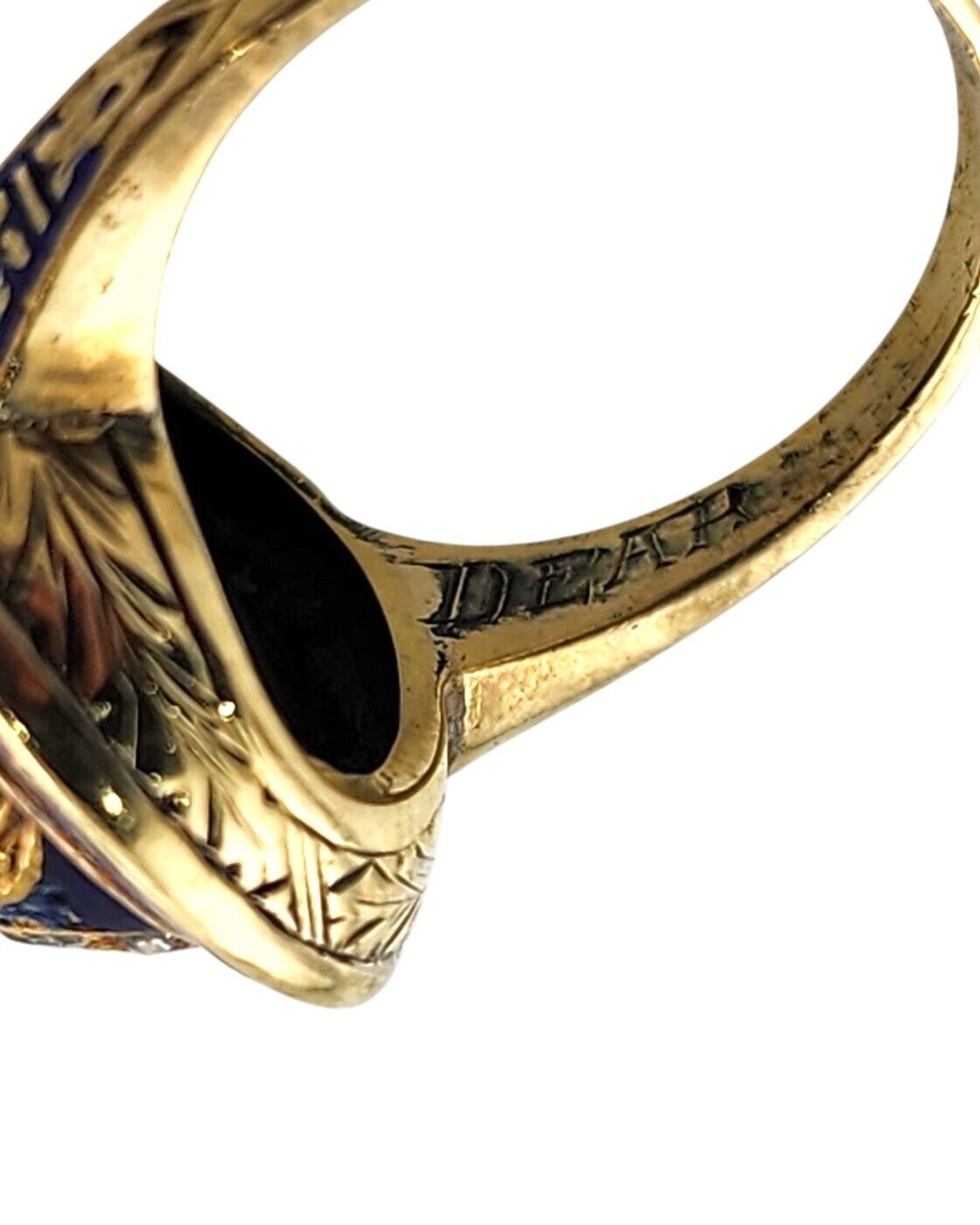 14 K. Yellow Gold and Enamel Women's Ring with Diamonds - 0.20ct. tw.