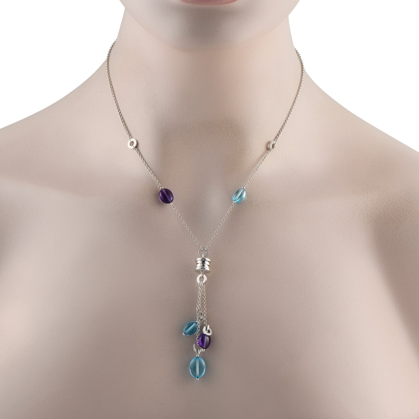 Bvlgari B.zero1 18K White Gold Multicolored Gemstone Necklace
