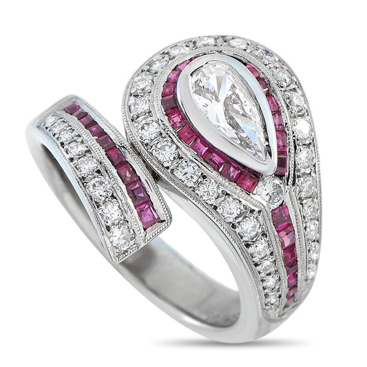 Beautiful Platinum 0.73ct Diamond and Ruby Ring
