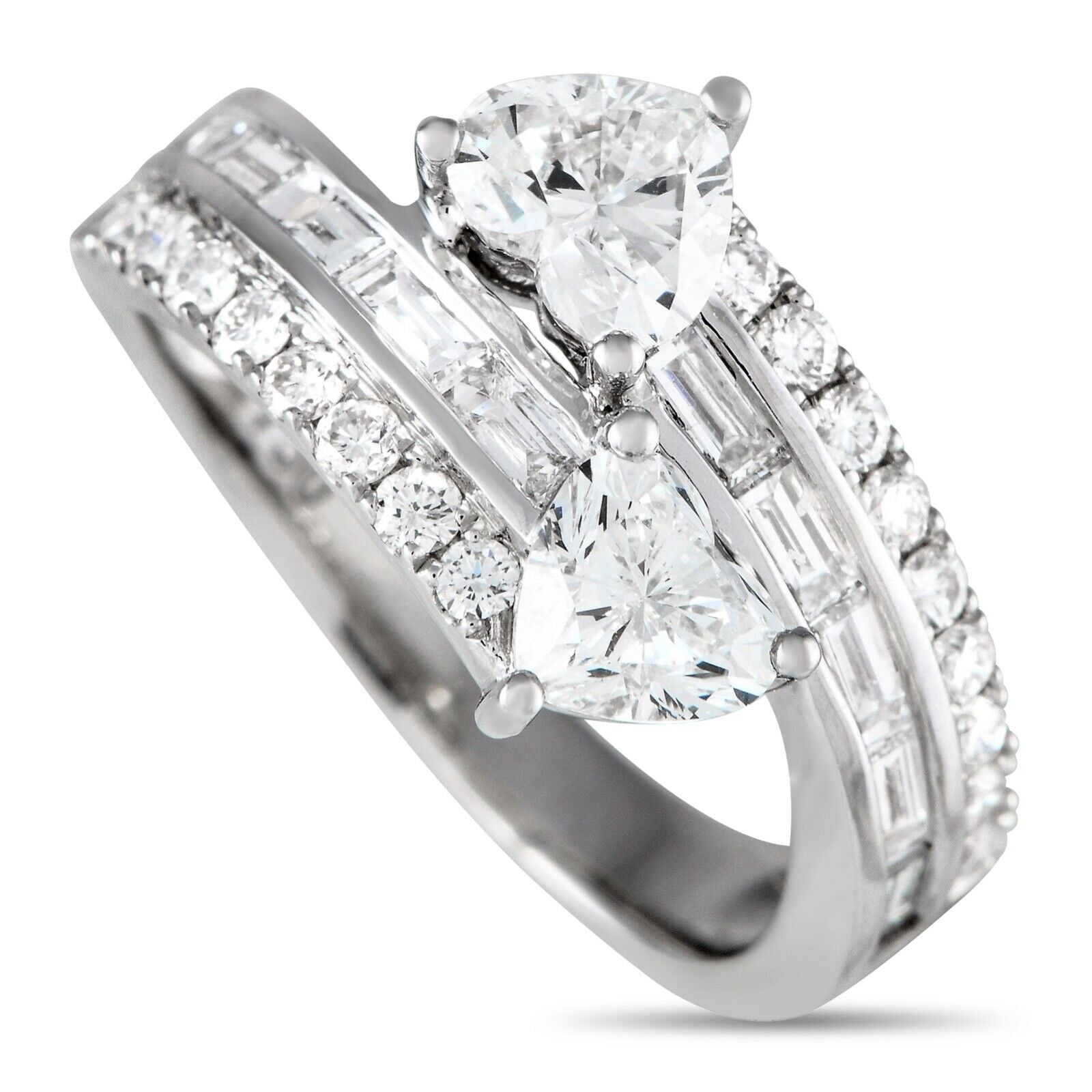 Beautiful 18K White Gold 1.91ct Diamond Bypass Ring