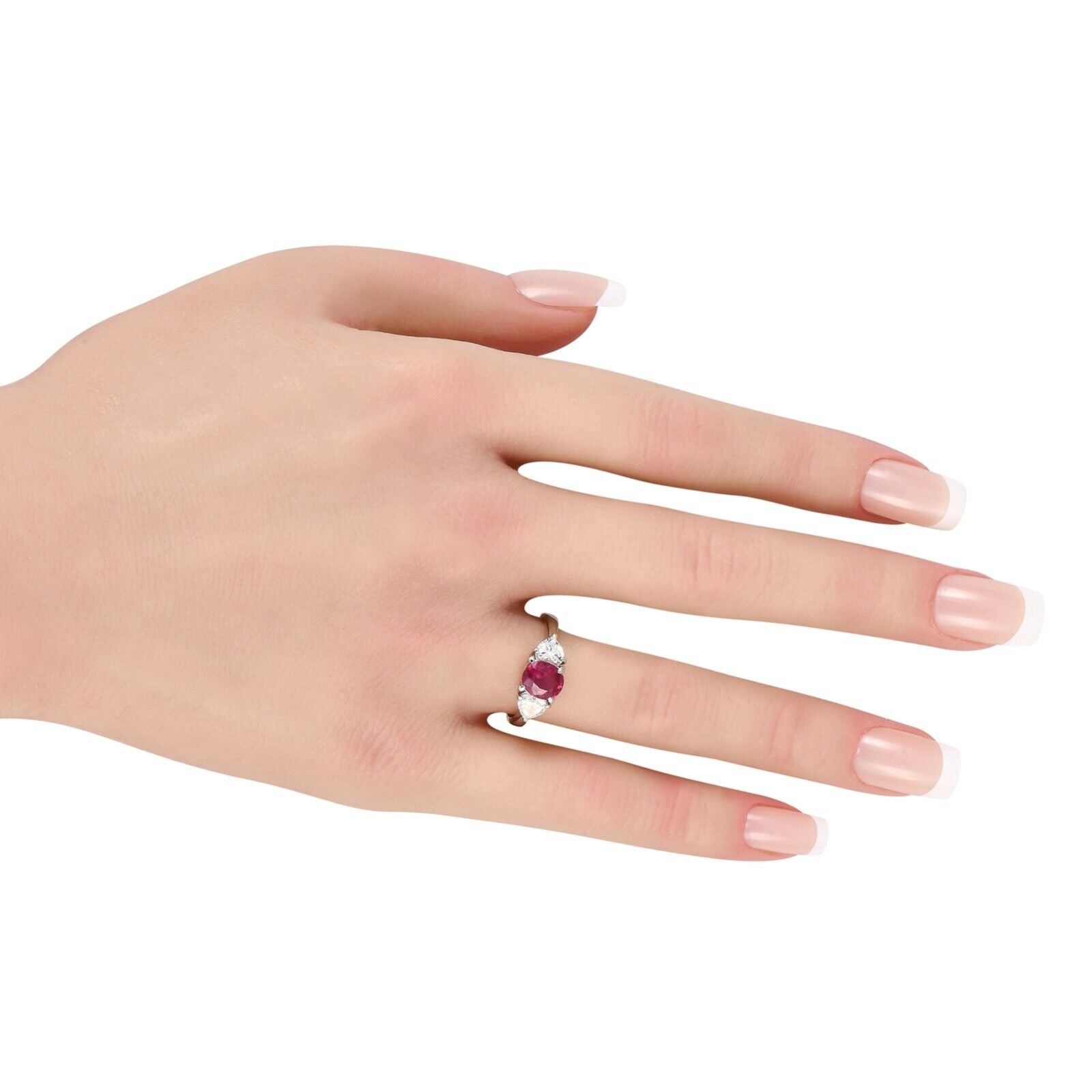 Amazing Platinum 0.61ct Diamond and Ruby Three-Stone Ring