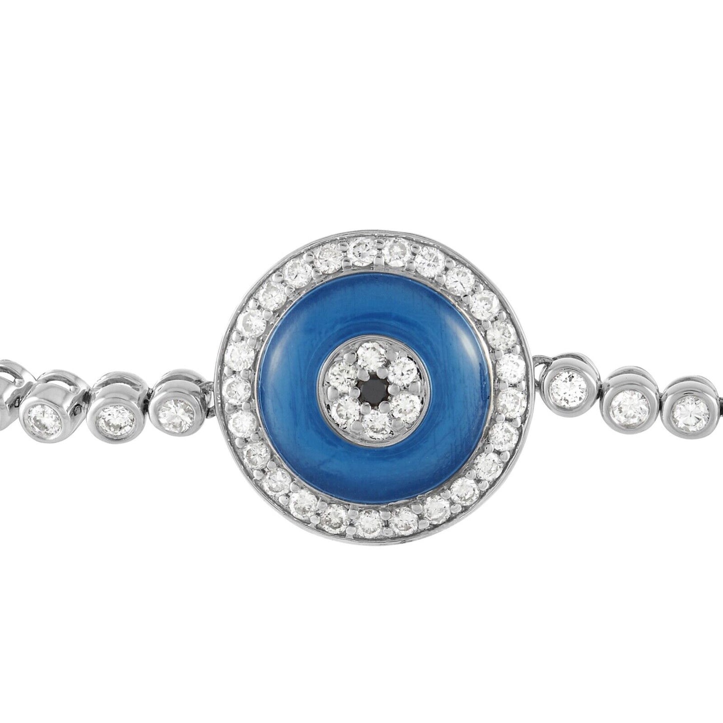 Beautiful 18K White Gold 2.05ct Diamond Evil Eye Bracelet
