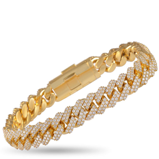 14K Yellow Gold 8.94 ct Diamond Cuban Link Bracelet